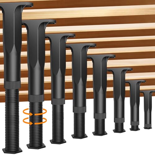 Jonkehai 8PCS Adjustable Bed Support Legs Bed Frame Support Legs Adjustable Bed Legs for King Queen Bed Slats, Heavy Duty Frame, Sofa, Dresser, Chair, Table, Cabinet and Wooden Furniture 5.1"-8.3" - size: 8pcs (5.1"-8.3")