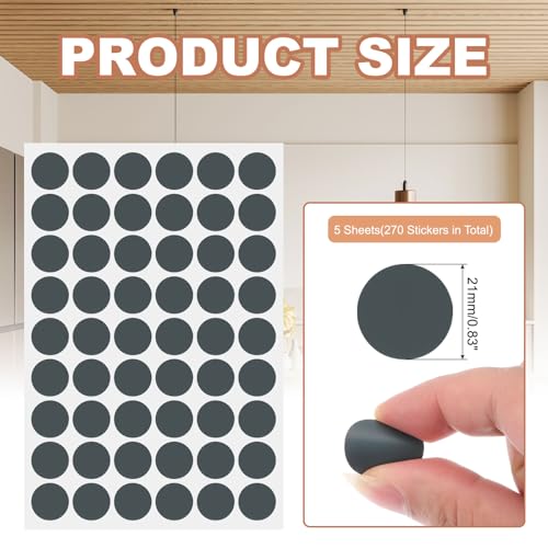 PATIKIL 270 Pieces Screw Hole Stickers, 5 Sheet Self-Adhesive Waterproof PVC Wood Grain Sticker for Screw Holes Wall Cabinets Desk Repairing, Iron Gray, 21mm/0.83 Inch - color: Iron Gray