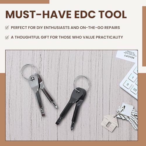 Pocket Screwdriver Set (Pack of 2) - Best Stocking Stuffers - EDC Keychain - Portable Repair Tool for Small Projects, Furniture - Compact & Ergonomic Flat Head & Phillips Key Screwdriver - 2 Colors
