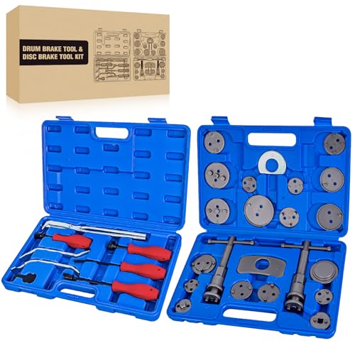 GOOACC 8PCS Drum Brake Tool Kit & 22PCS Disc Brake Caliper Compression Tool - color: 8pc+22pc Brake Tool Blue