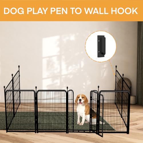 Getlay 4 Pack Fence-to-Wall Hook for Dog Playpen, Fence Accessories，Black