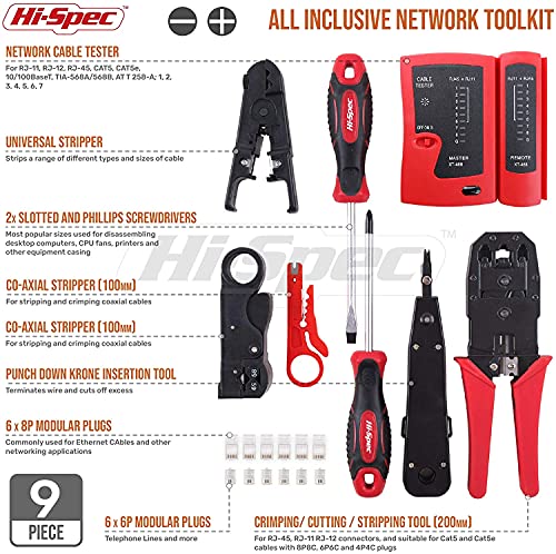 Hi-Spec Network Cable Tester Tool Kit for CAT5 CAT6 RJ11 RJ45 Punchdown