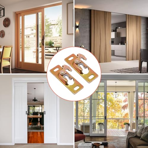 Pocket Door Hardware Kit, 4PCS Sliding Door Hanger, Pocket Door Rollers Connection Plate with Mounting Screws, RV Sliding Door Hardware