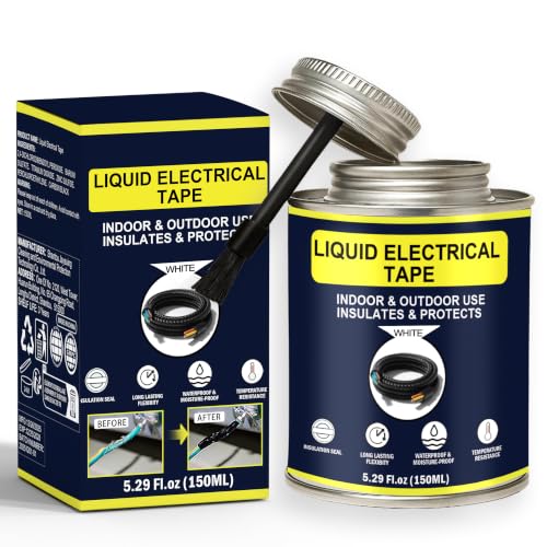 5.29OZ Liquid Electrical Tape Quick-Drying Insulating Glue for Wires&Cables Waterproof&High Temperature Resistant Liquid Wire Insulation Rubber with Brush-Cap for Outdoor Electrical Equipment (White) - color: White