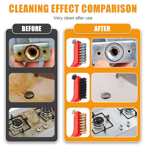 9Pcs Wire Brushes for Cleaning Rust, Small Wire Brush, Wire Wheel for Drill Steel Brush for Cleaning with Nylon, Brass, Stainless Steel, and Carbon Steel Bristles - 7-Inch Handle & 1/4-Inch Hex Shank