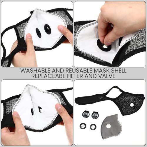 Threlaco 6 Pcs Dust Mask Reusable Respirator Mask - color: Black