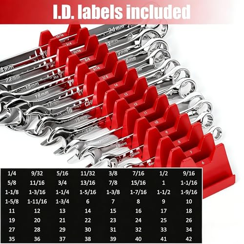 60 pcs Magnetic Modular Wrench Organizers for Tool Drawers - Wrench Rack with Metric&SAE Labels,Tool Storage Set Wrench Holder,Festival for Father and Boyfriend - style: 60 PCS