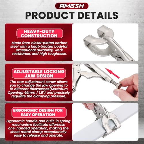 9" Locking Pliers Set, U-Shaped Welding Clamps, 2 Pack