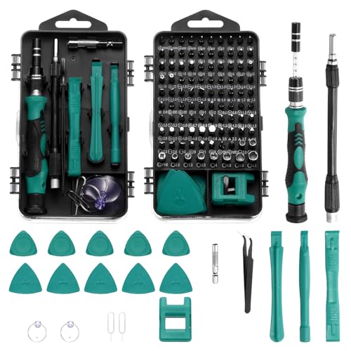HARFINGTON 123 in 1 Magnetic Precision Screwdriver Set Electronics Repair Tools Kit with 96 Bits Flexible Shaft and Extension Rod for Cellphone Game Console Laptop PC Computer Camera, Green - color: Green
