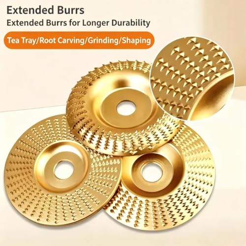 Heavy-Duty Wood Carving Disc Set, Tungsten Carbide Cutting Wheel, Angle Grinder Wood Carving Disc Set, Angle Grinder Polishing Pad for 4" & 4-1/2"Grinders, Sanding(3*Flat Surface)