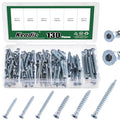 Keadic 130Pcs Confirmat Screws, Hex Socket Drive Countersunk Self-Tapping, Blue & White Zinc Plated Furniture Contecting Screw for Industrial and Scientific, M5 x 35mm/40mm/50mm, M7 x 40mm/50mm/70mm - color: Blue & White Zinc, size: NO.2
