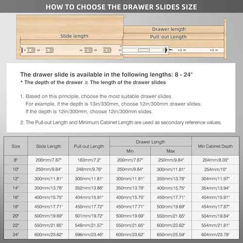 1 Pair Full Extension Drawer Slides 10 inch Heavy Duty Rails - color: Silver, size: 10 Inch
