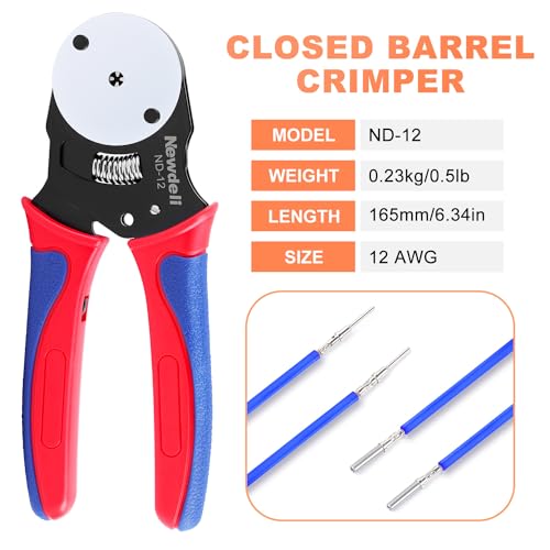 Newdeli Deutsch Crimp Tool 12-22AWG Closed Barrel Crimper - 4 Way Indent 8 Impression Type for Deutsch Solid Contacts - Deutsch Pin Crimper