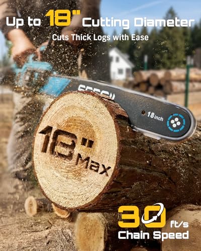 SEESII 40V 18-Inch Electric Chainsaw Cordless with 2 x 5.0Ah Batteries - color: Cerulean