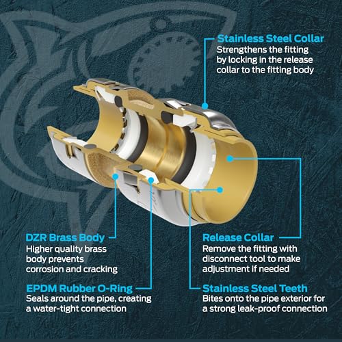 SharkBite Max 1/2 x 1/2 in PTC 90-Degree Elbow, Push-to-Connect Brass Plumbing Fitting, UR248A - size: 1/2 in.