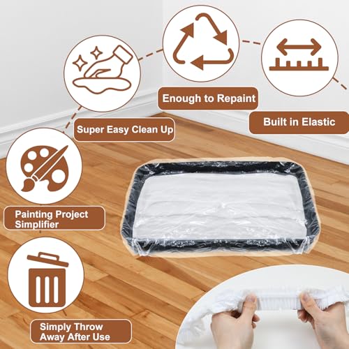 20Pcs 9 Inch Paint Roller Tray Liners Disposable Paint Tray Liners Paint Pan Liners Plastic Paint Tray Liner Bag Covers Large Paint Roller Tray Liner Set for House Walls Ceilings Painting - color: 20pcs, size: 9 Inch