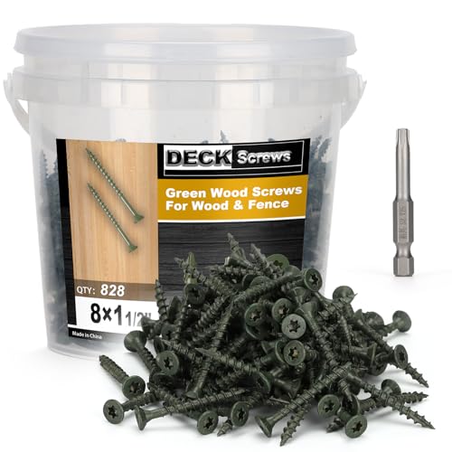 Deck Screws #8 x 1-1/2’’, T25 Star Torx Drive Flat Head Wood Screws, Green, 5lb - color: Green, size: 8X1-1/2’’