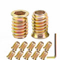 40Pcs 1/4"-20 x 25mm Furniture Screw in Nut Threaded Wood Inserts Bolt Fastener Connector Hex Socket Drive for Wood Furniture Assortment (with Hex Spanner) - size: 1/4"-20 x25mm
