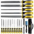 TARIST 19PCS Metal & Rasp File Set with Tool Bag, Includes Flat/Half-Round/Round/Triangle steel file, Half-Round wood file, 4 Way File and 12pcs Needle Files, Work for Metal, Wood and more - style: File Set - 19 pcs