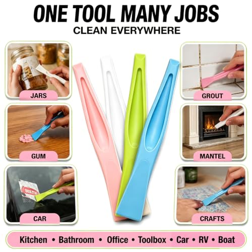 4 Pcs Multipurpose Cleaning Scraper Tool,Non Scratch Plastic Scraper