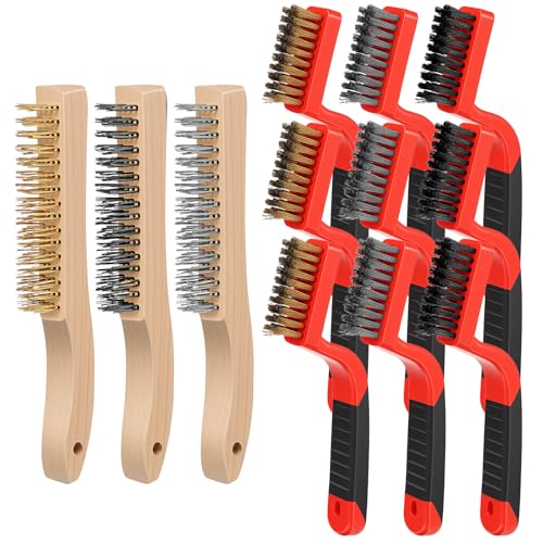 Kifmurase Wire Brush Set 12 Pcs Stainless Steel/Brass Wire Scratch Brush