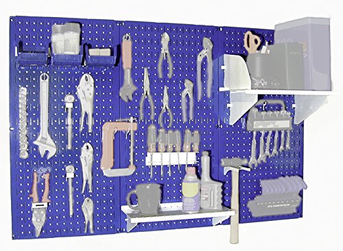 Wall Control 30-WRK-400BUW Standard Workbench Metal Pegboard Tool Organizer,Blue/White - color: Blue/White
