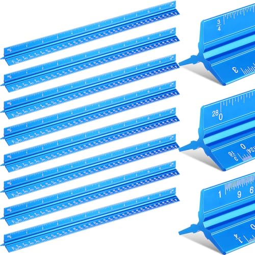 Macarrie 10 Pcs Architectural Scale Ruler 12" Engineers Scale Set, Blue - color: Blue