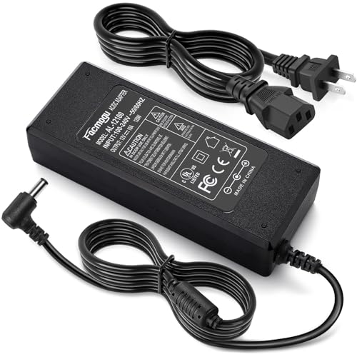 Facmogu 12V 10A Power Supply Adapter, 120W AC to DC 110V to 12V Converter - size: 12V 10A (2 Prong Plug)