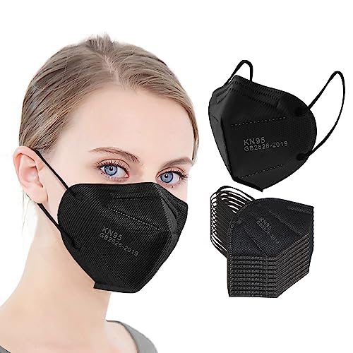 LEMENT KN95 Face Mask, 5-Ply Cup Dust Safety Masks Filter Efficiency≥95% - color: Black