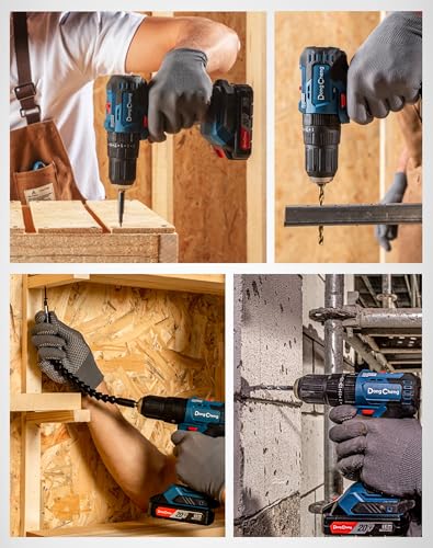 Dong Cheng 20V Brushless Heavy-duty Impact Drill, 443 in-lbs, 27000 BPM, 1/2" Keyless Metal Chuck, 20+1+1 Clutch, Cordless Hammer Drill for Drilling Brick Wall, Metal, Wood, Bare Tool - style: 443in-lbs Bare Tool