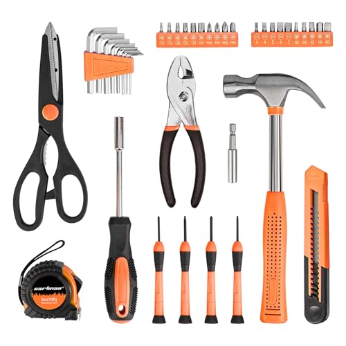 CARTMAN 39-Piece Household Tool Set, Orange Hand Kit With Storage Case - color: Orange