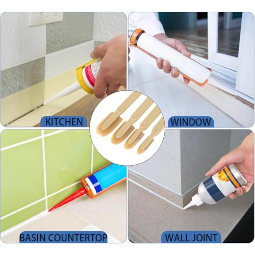 6pcs Caulking Tool Reusable Sealant Spatula Spreader 2 Sizes Silicone Caulk Finishing Set Tool Multifunctional Caulking Remover/Smoothing Tool Applicator for Tiles Brick Kitchen Bathroom