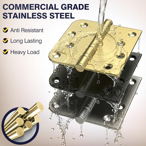 KOLET Ball Bearing Door Hinge, 4 x 4 Inches, Brushed Gold, 3 Pack - color: Gold, size: 3 Pack