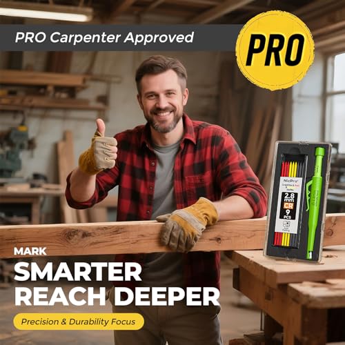 Nicpro Carpenter Pencil with Sharpener & Holster, Construction Pencil-Green - color: Green