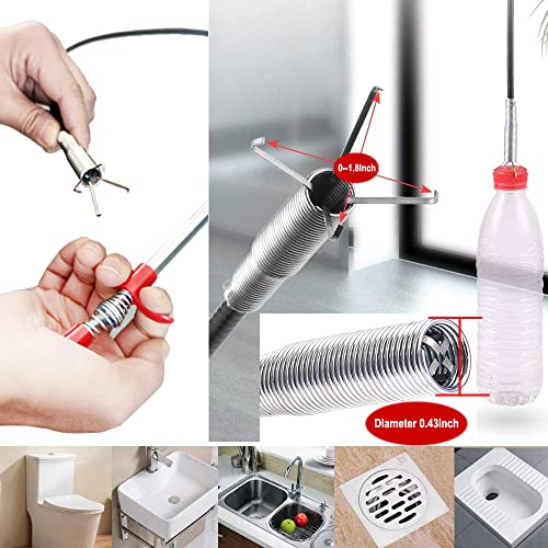 Drain Snake Drain Clog Remover Flexible Grabberable Pick Up Cleaning Tool Reacher Claw Stick, Drain Auger Grab Trash Hairs from Drain,Sink,Bathroom Tub Toilet Hose (24 Inch Drain Snake) - style: 24 Inch