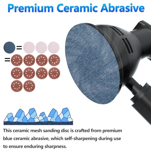 50Pcs 5 Inch Ceramic Mesh Sanding Disc Assortment for Orbital Sander - style: 5 Inch