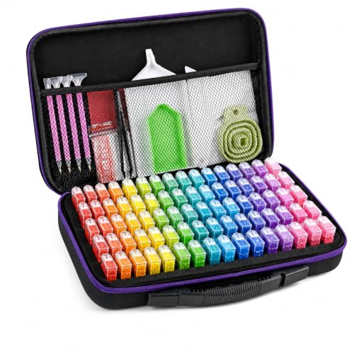 MERATIA Diamond Art Painting Storage Case Organizer, 80 Slots Containers - color: 80 Slots-Purple