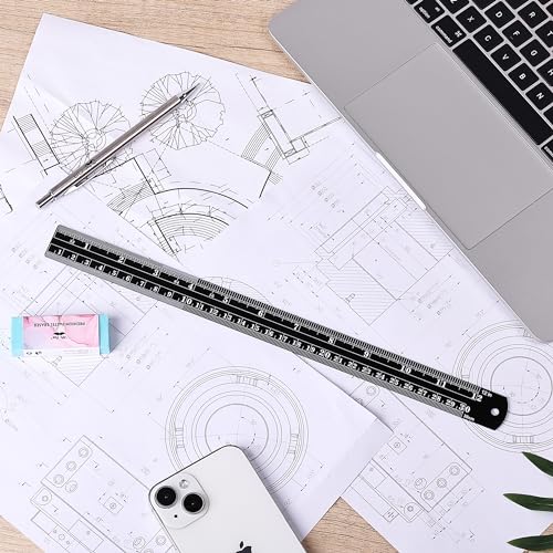 Mr. Pen- Metal Straight Edge Ruler, 2 Pack, 6" and 12", Black - color: Black, size: 6, 12 inch