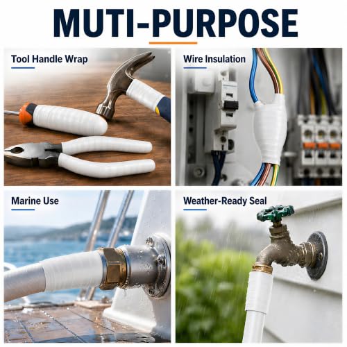 White Self Fusing Silicone Tape 2 Rolls Plumbers Tape 1 in x 10 Ft - color: White
