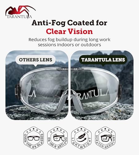 ANSI Z87.1+ Safety Goggles Over Glasses, Anti-Fog&Anti-Scratch UV380 Lenses - color: Grey