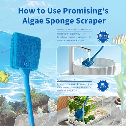 Promising Aquarium Cleaning Brush, Double Sided Sponge Fish Tank Scrubber