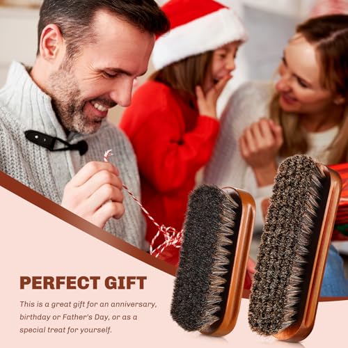 2 Pcs Horsehair Shine Shoes Brush Kit Polish Dauber Applicators Cleaning Leather Shoes Boots Care Brushes Suede Cleaner Brush(Brown Concaved Brush) - style: Brown Concaved Brush