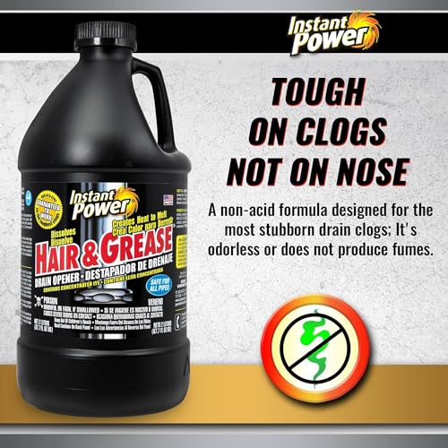 Instant Power Hair and Grease Drain Opener and Clog Remover 2 Liters (67.7 Fl Oz), Black - size: 67.7 Fl Oz (Pack of 1)