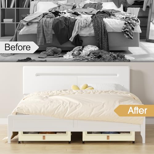 Yecaye 60L Under Bed Storage with Wheels, 4 Pack, Beige - color: Beige, size: 4 Pack