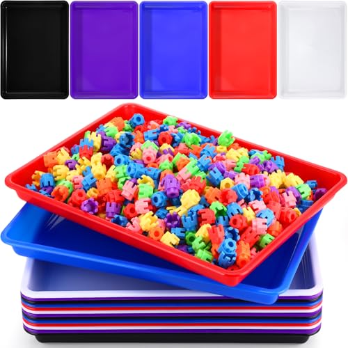 Maitys 15 Pack Plastic Art Trays 12 x 16 Inch Sensory Trays, Mixed Color - color: Mixed Color