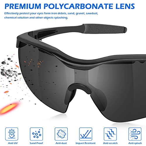 OXG 6 Pack Anti-Fog Safety Glasses, ANSI Z87+ Impact & Scratch Resistant Protective Eyewear for Work, Lab, Construction - color: Grey