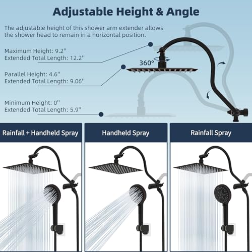 Hibbent All Metal cUPC Certified High Pressure Rainfall 8'' Shower Head - color: Oil Rubbed Bronze, style: Square 8''