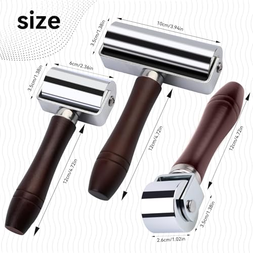 Mnuizu 26mm+60mm+100mm Leather Press Edge Roller, Black Brayer Rollers - color: Black, size: 26mm+60mm+100mm