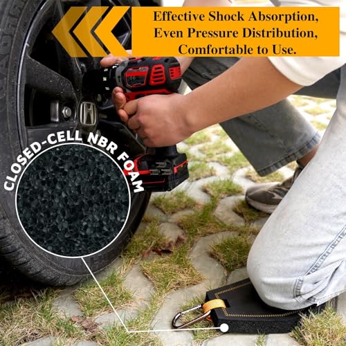MELOTOUGH Mini Kneeling Pad with Carabiner Clip, Portable 1 Inch Thick NBR Foam Kneeling Pads for Work Construction, Mechanics, Plumbers, Electricians (Orange/Black) - style: Kneeling Pad with Carabiner Clip