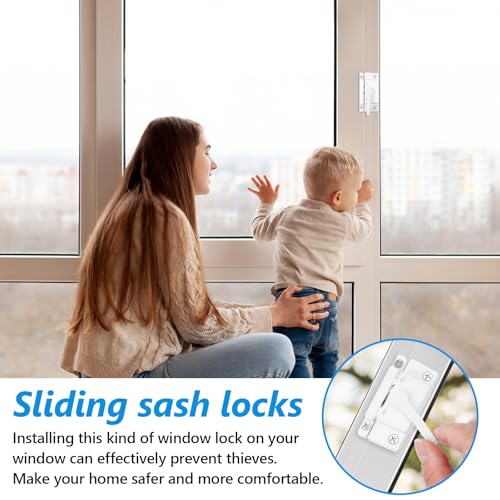 8 Pack Windows Sash Lock-Sliding Window Sash Locks for Single-Hung and Double-Hung Windows-White Cam Sash Locks for Vertical and Horizontal Sliding Windows ﻿